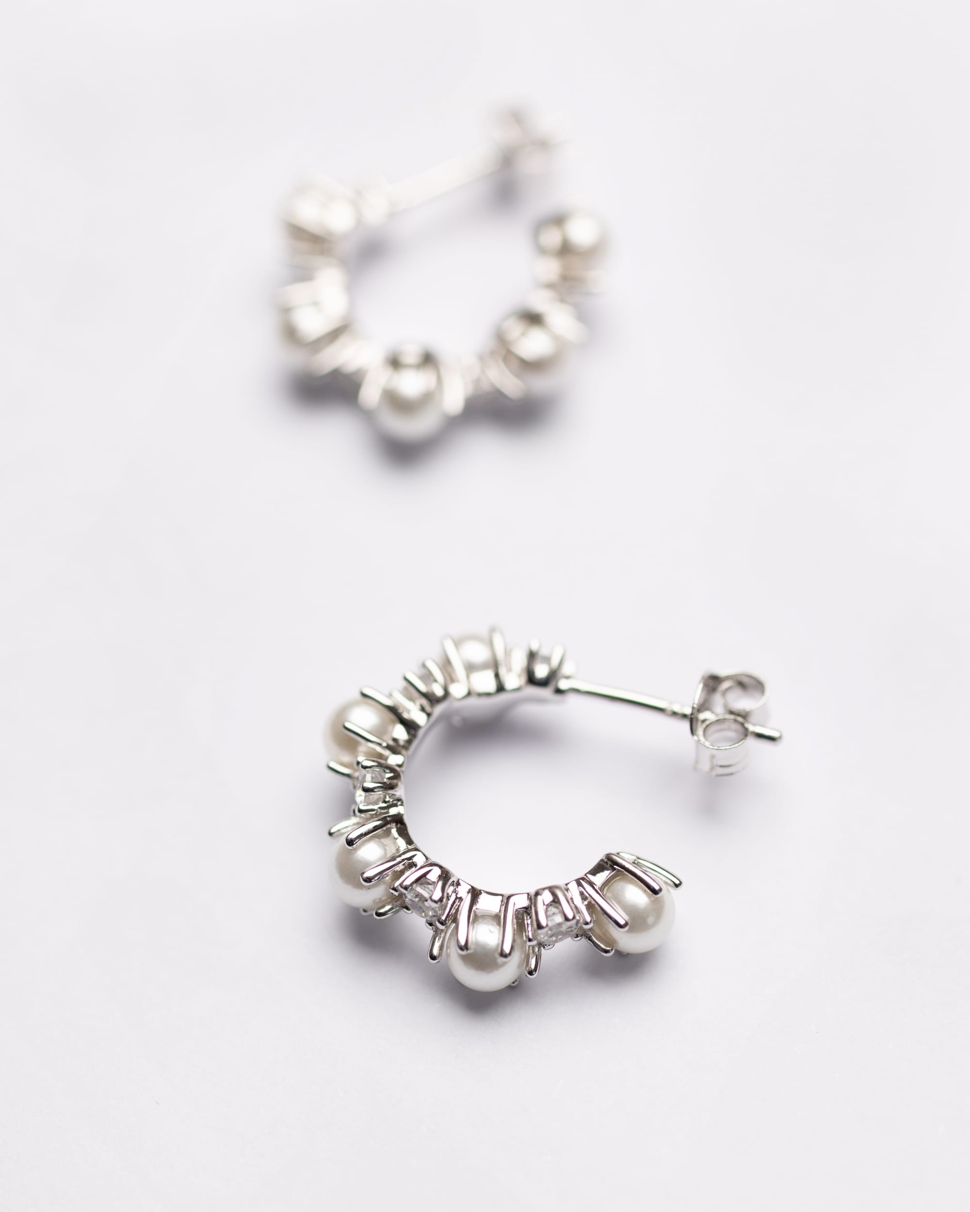 Celeste Pearl Drop Hoops