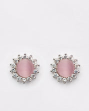 Luna Statement Studs in Pink Moonstone