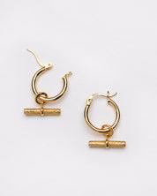 Signature Gold T-Bar Hoops Earings