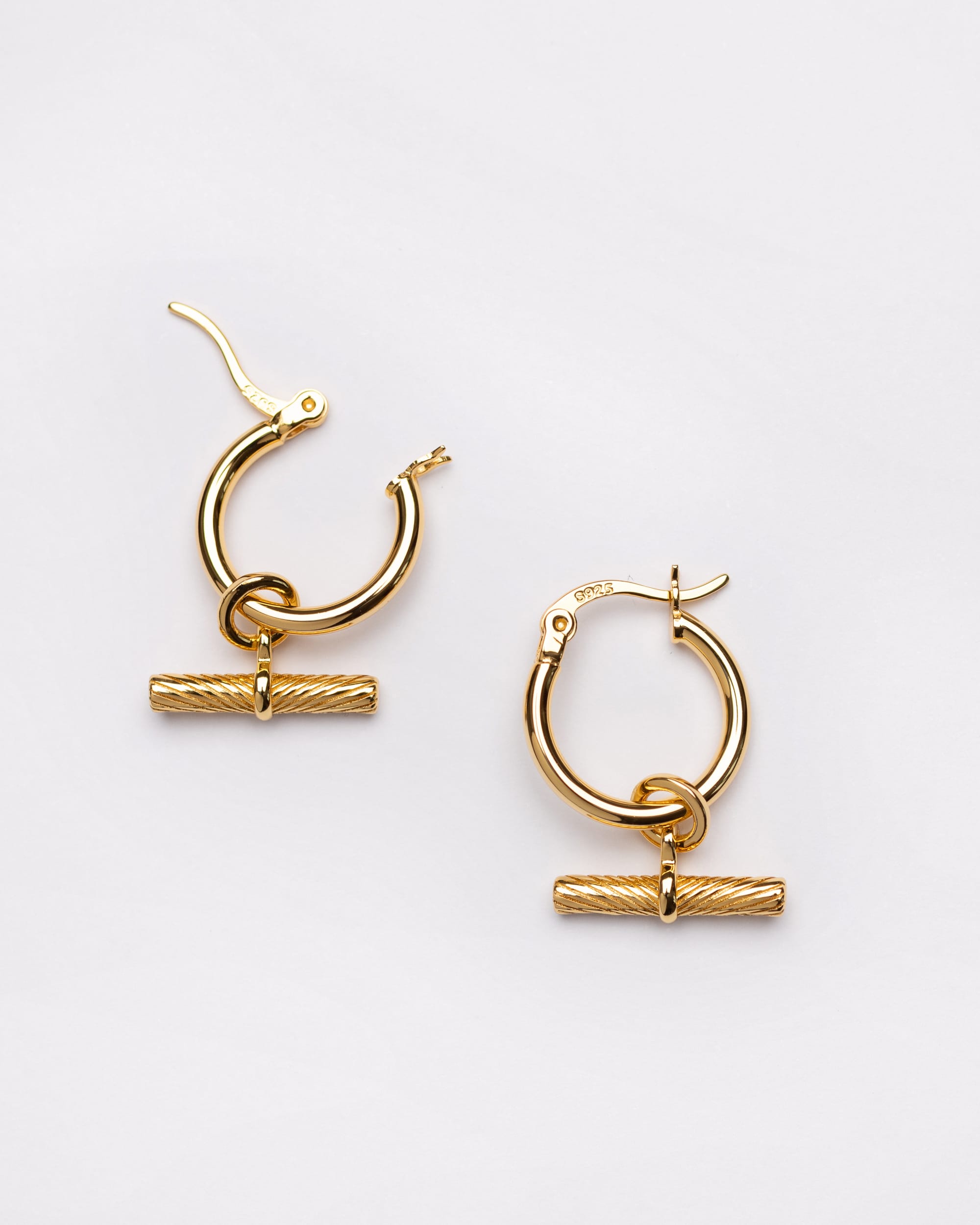 Signature Gold T-Bar Hoops Earings