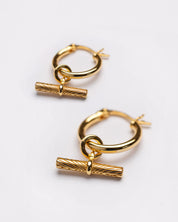 Signature Gold T-Bar Hoops Earings