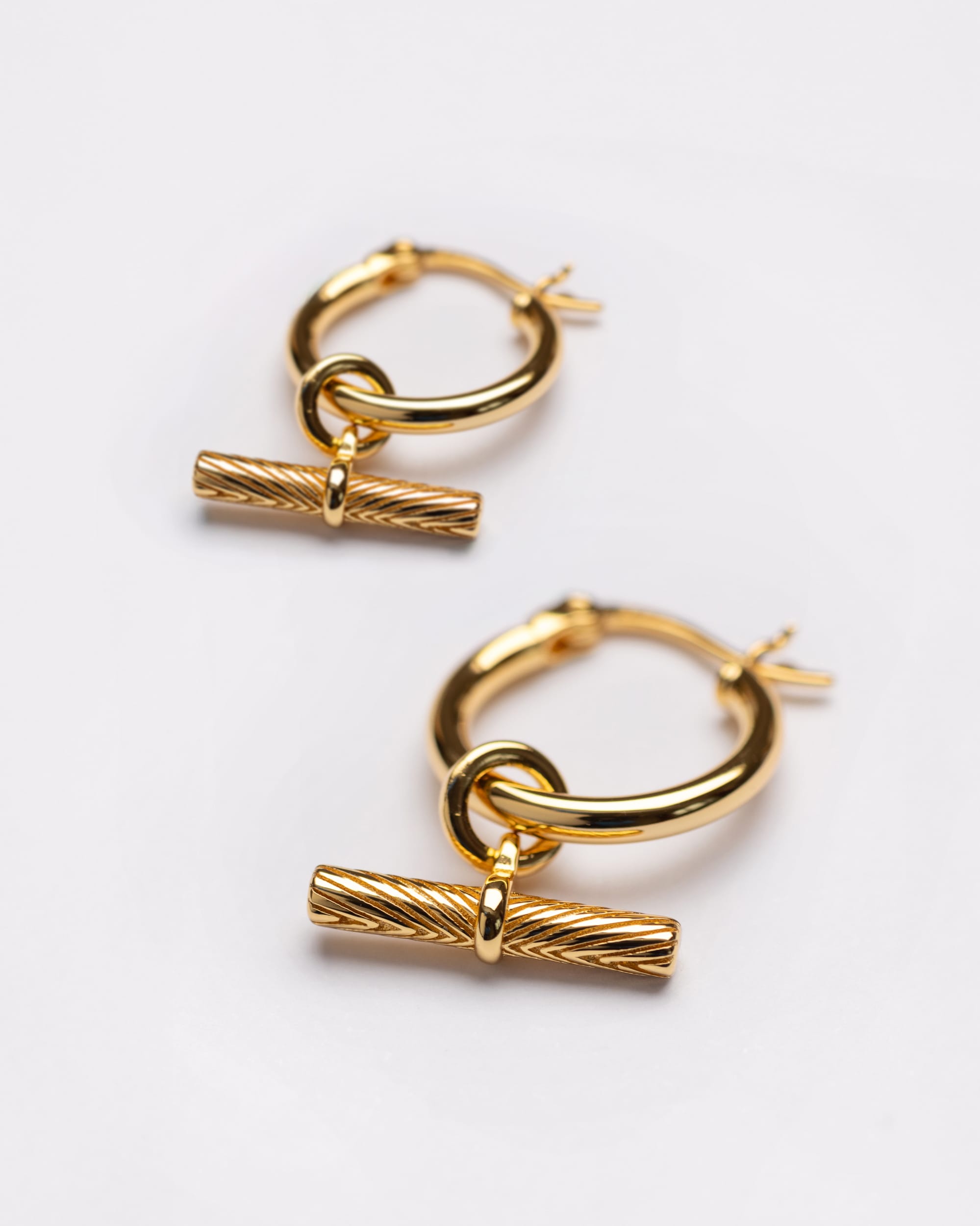 Signature Gold T-Bar Hoops Earings