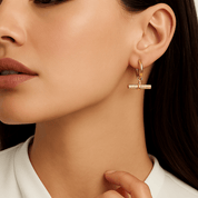 Signature Gold T-Bar Hoops Earings