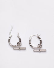 Signature White Gold T-Bar Hoop Earings