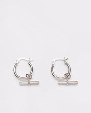 Signature White Gold T-Bar Hoop Earings