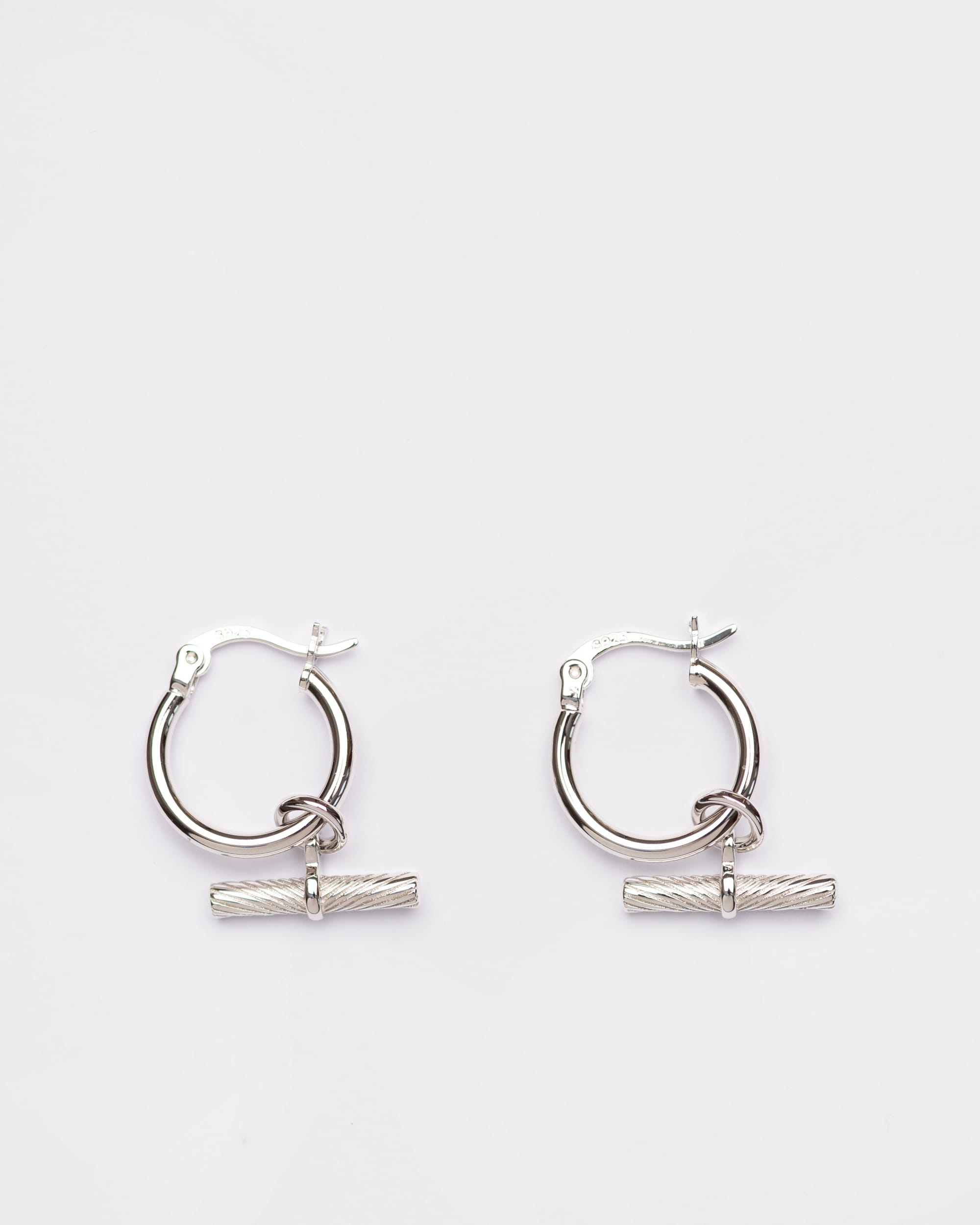 Signature White Gold T-Bar Hoop Earings