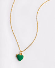 The Green Enamel Heart Locket Necklace