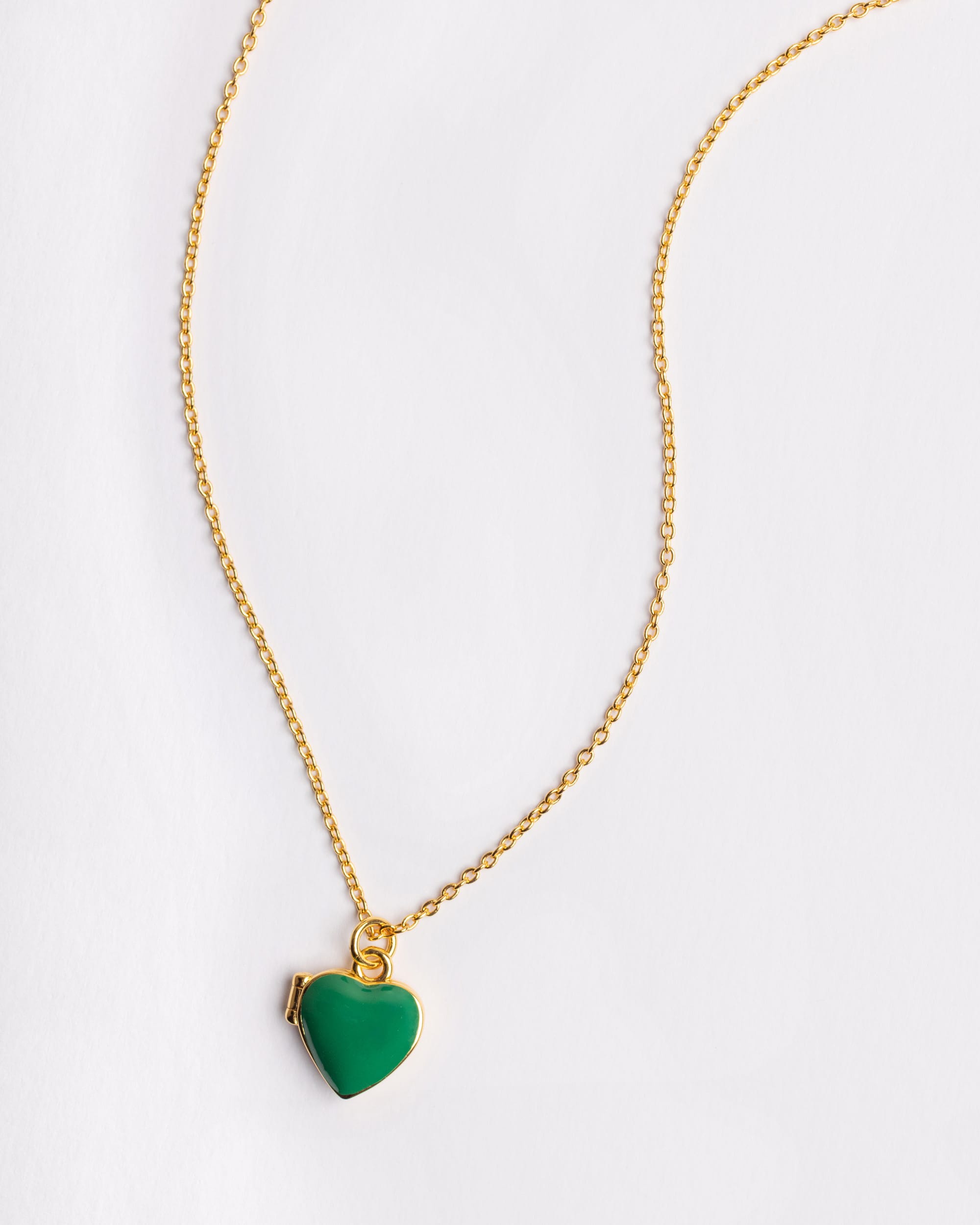 The Green Enamel Heart Locket Necklace