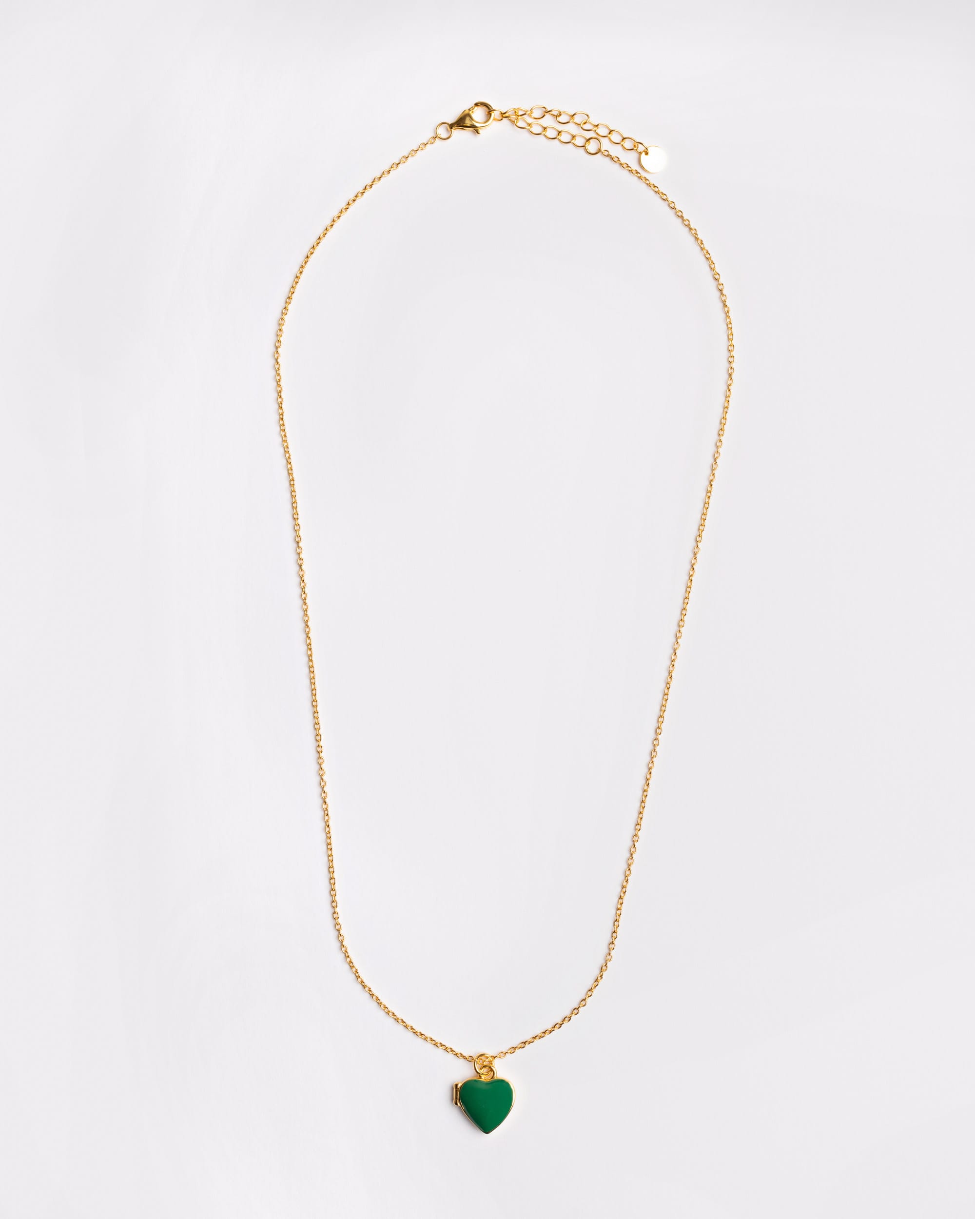 The Green Enamel Heart Locket Necklace