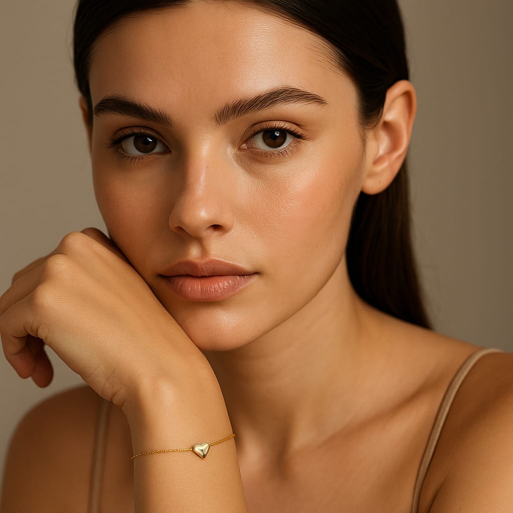 Woman wearing a beautiful gold bracelet