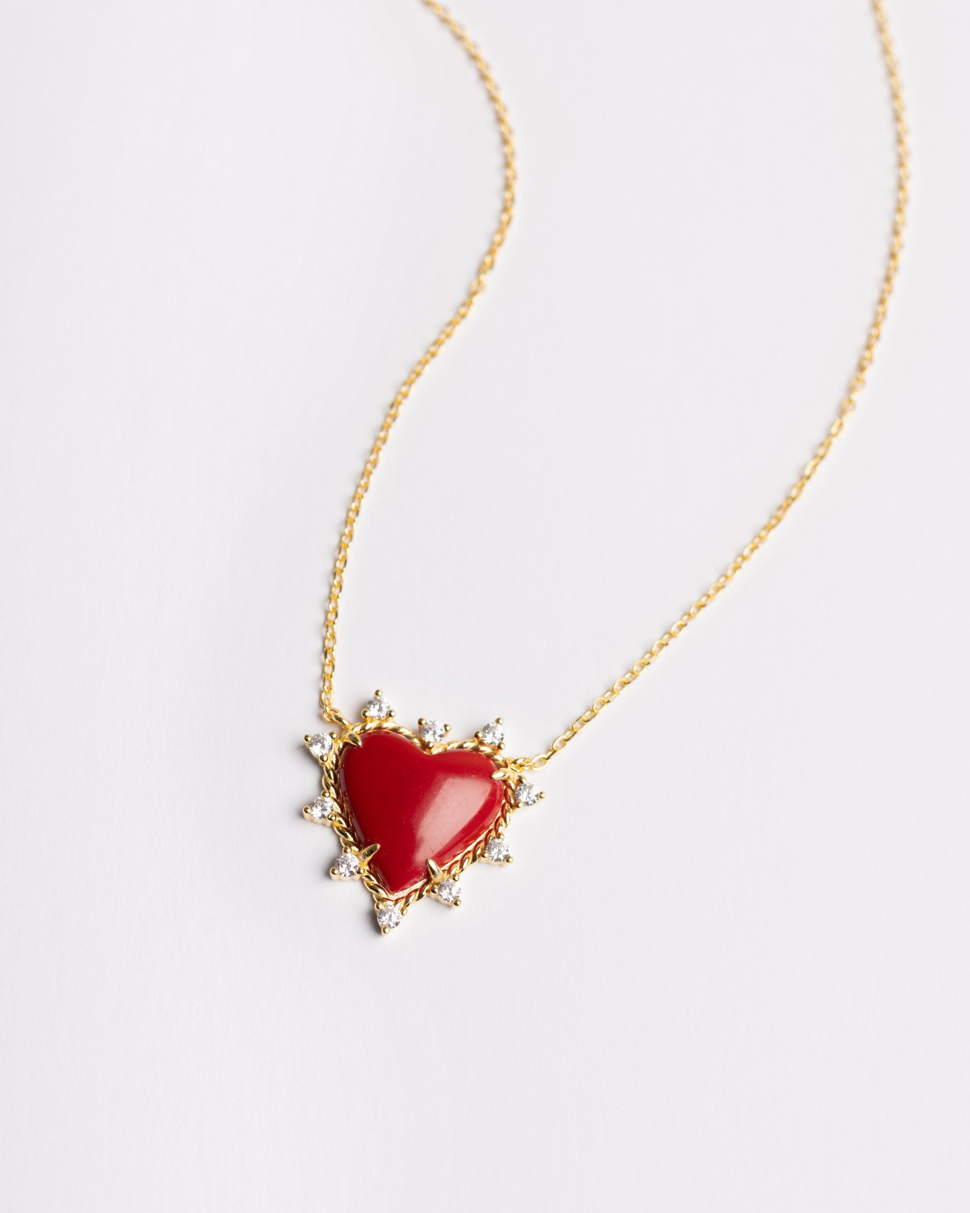 The Onyx Heart Twist Necklace - Red Onyx