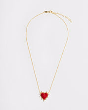 The Onyx Heart Twist Necklace - Red Onyx