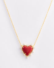 The Onyx Heart Twist Necklace - Red Onyx