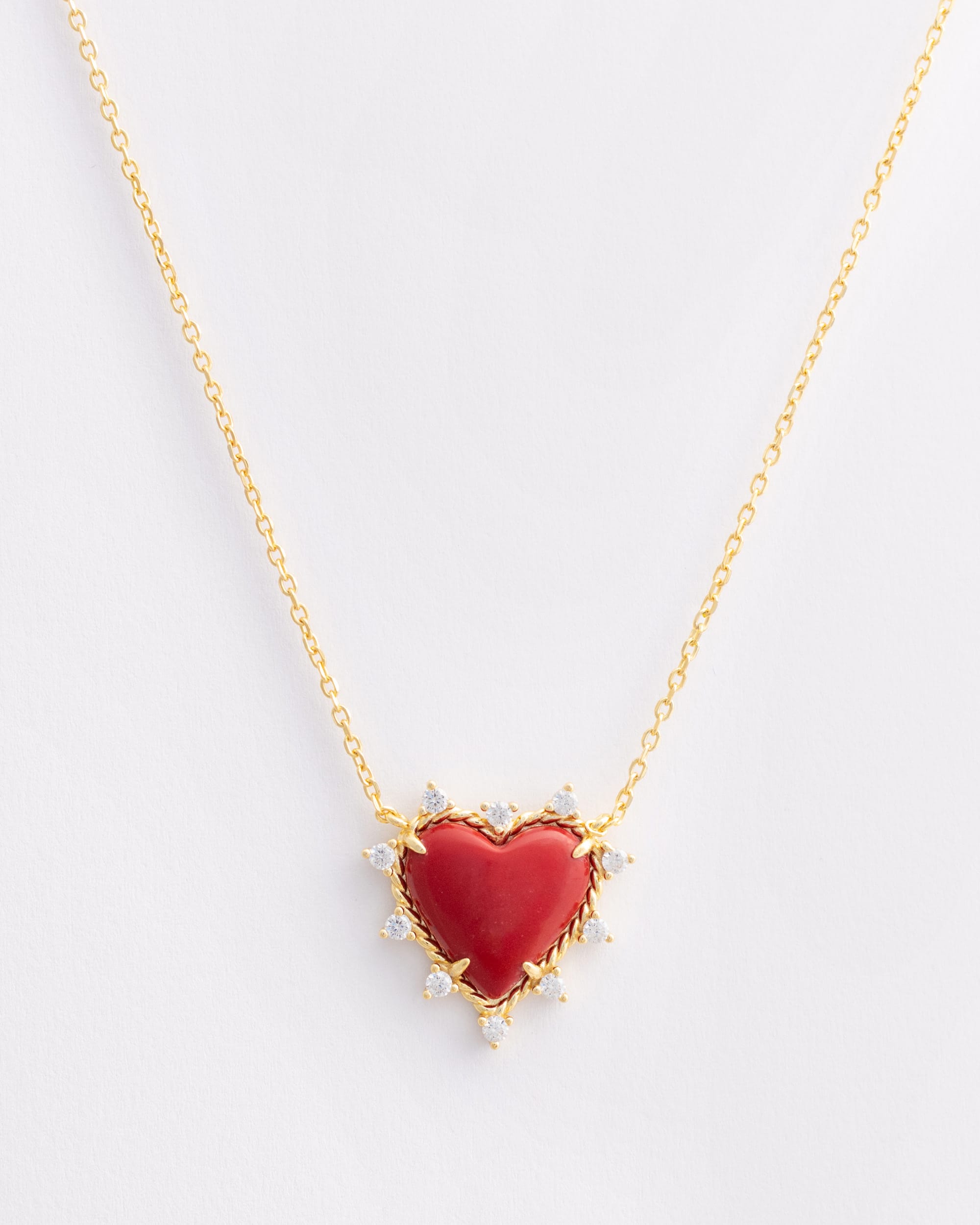 The Onyx Heart Twist Necklace - Red Onyx