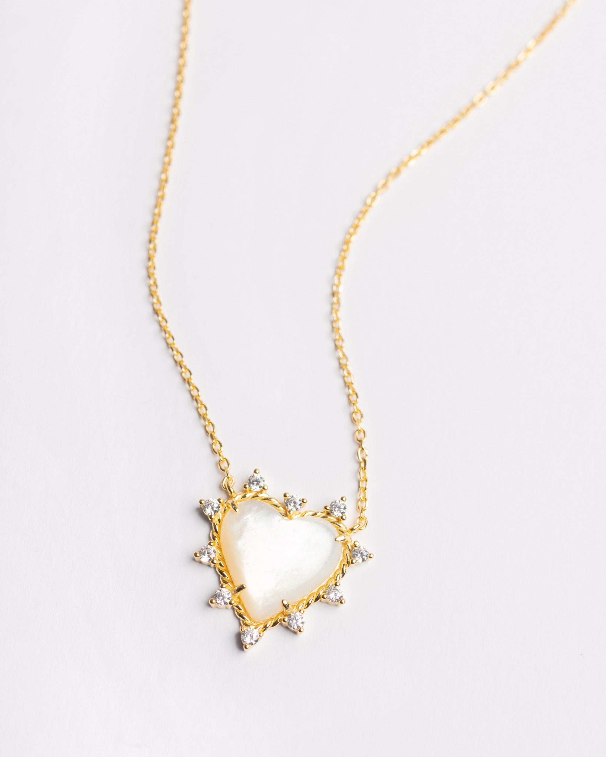 The Onyx Heart Twist Necklace - White Onyx