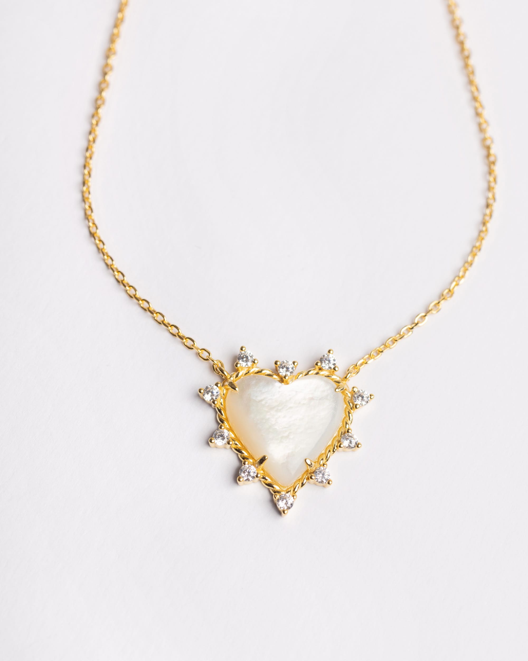 The Onyx Heart Twist Necklace - White Onyx