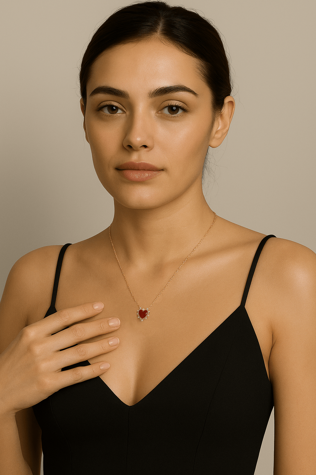 The Onyx Heart Twist Necklace - Red Onyx