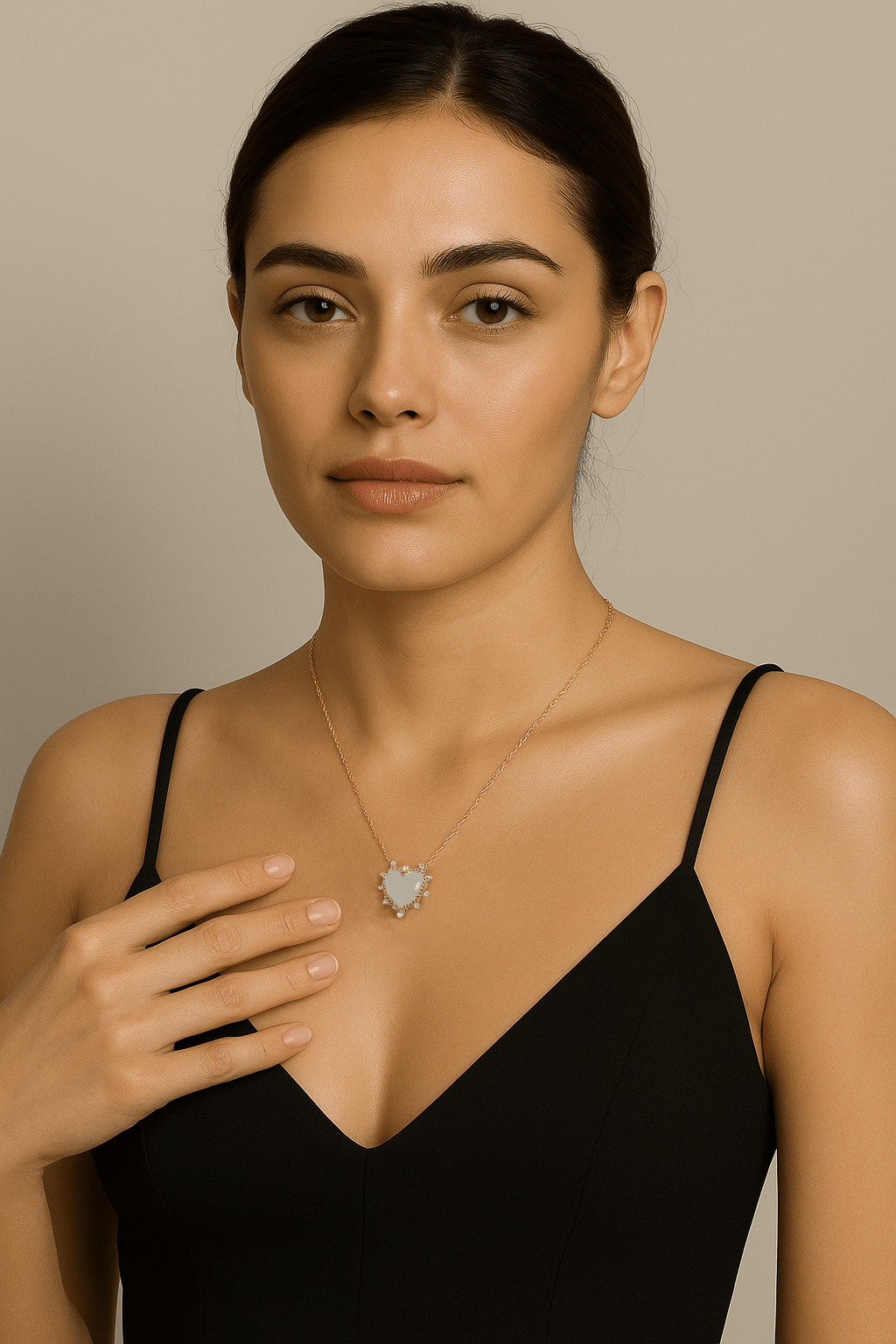 The Onyx Heart Twist Necklace - White Onyx