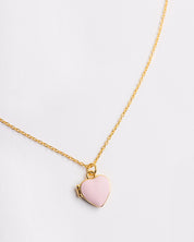 The Pink Enamel Heart Locket Necklace