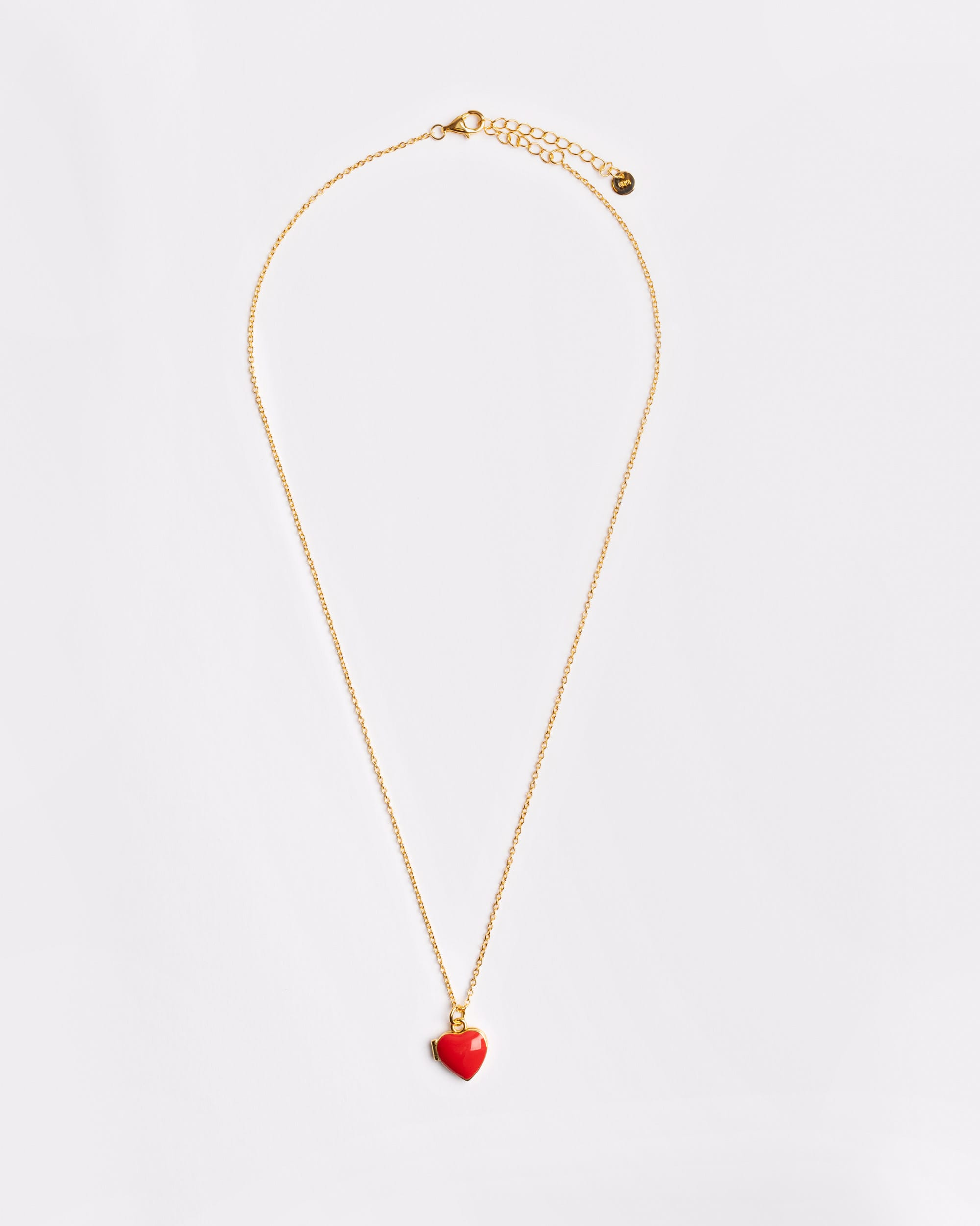 The Red Enamel Heart Locket Necklace