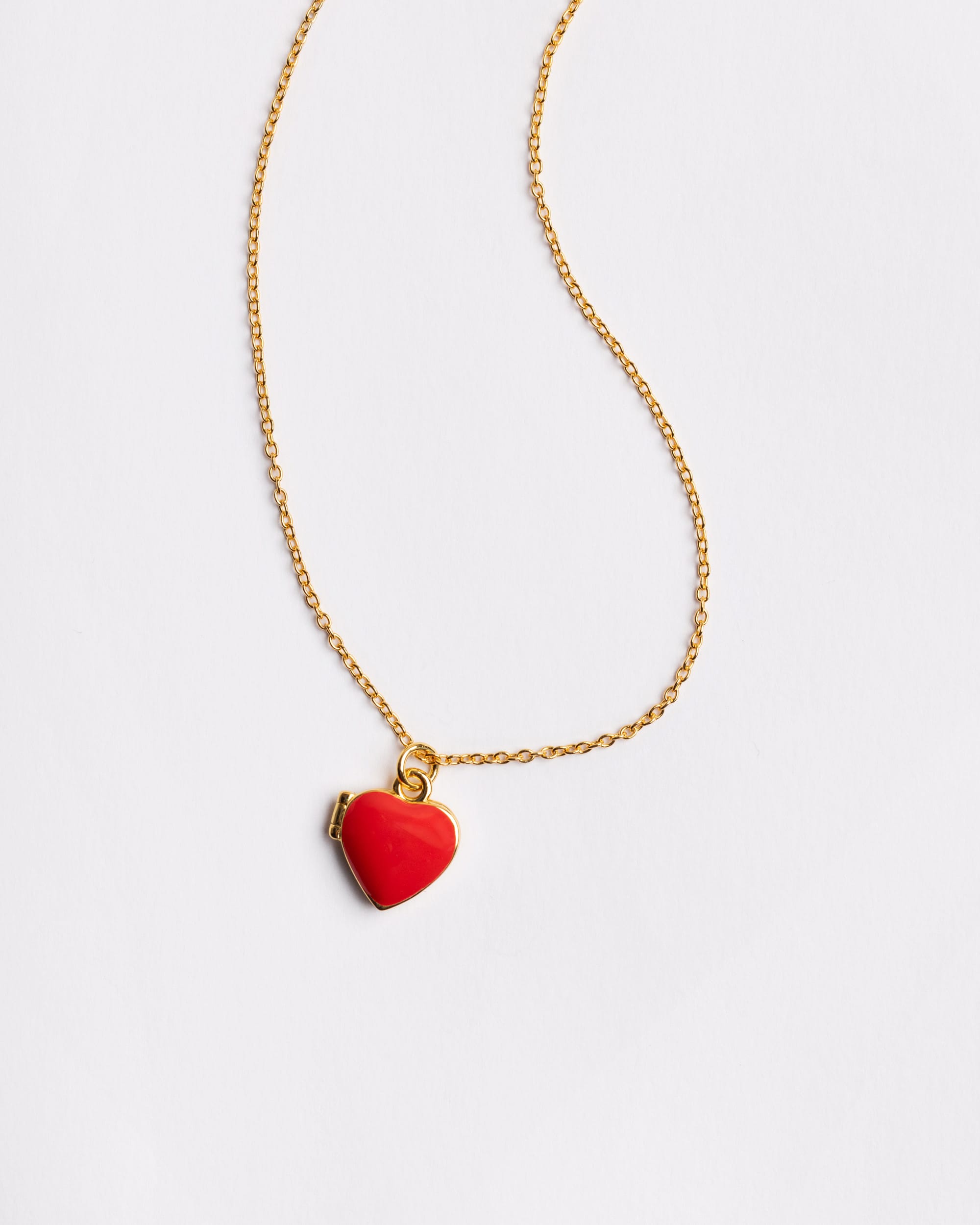 The Red Enamel Heart Locket Necklace