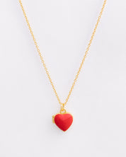 The Red Enamel Heart Locket Necklace