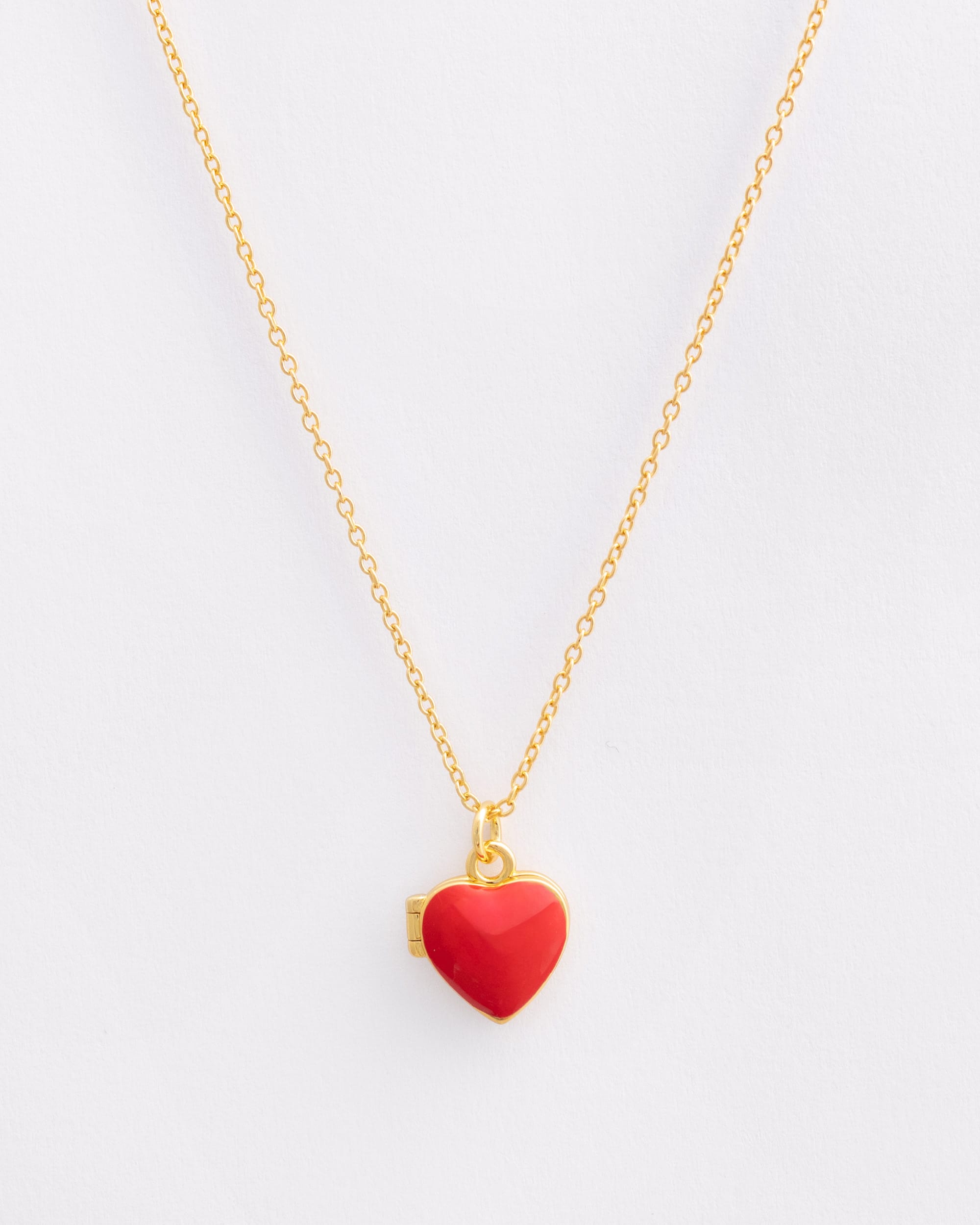 The Red Enamel Heart Locket Necklace