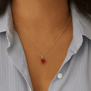 The Red Enamel Heart Locket Necklace
