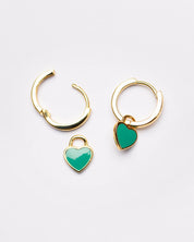 The Sweetheart Huggie - Green Enamel