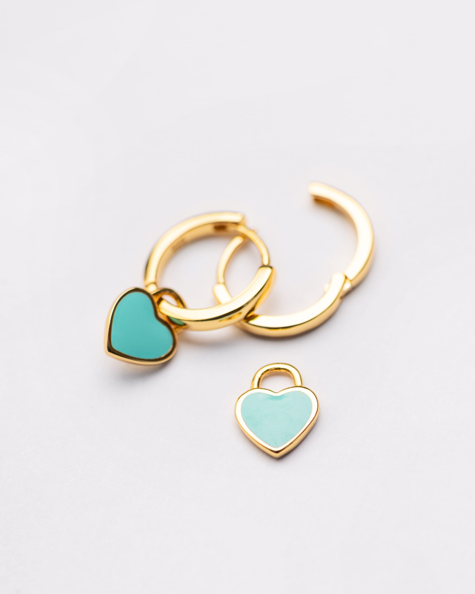 The Sweetheart Huggie - Turquoise Enamel