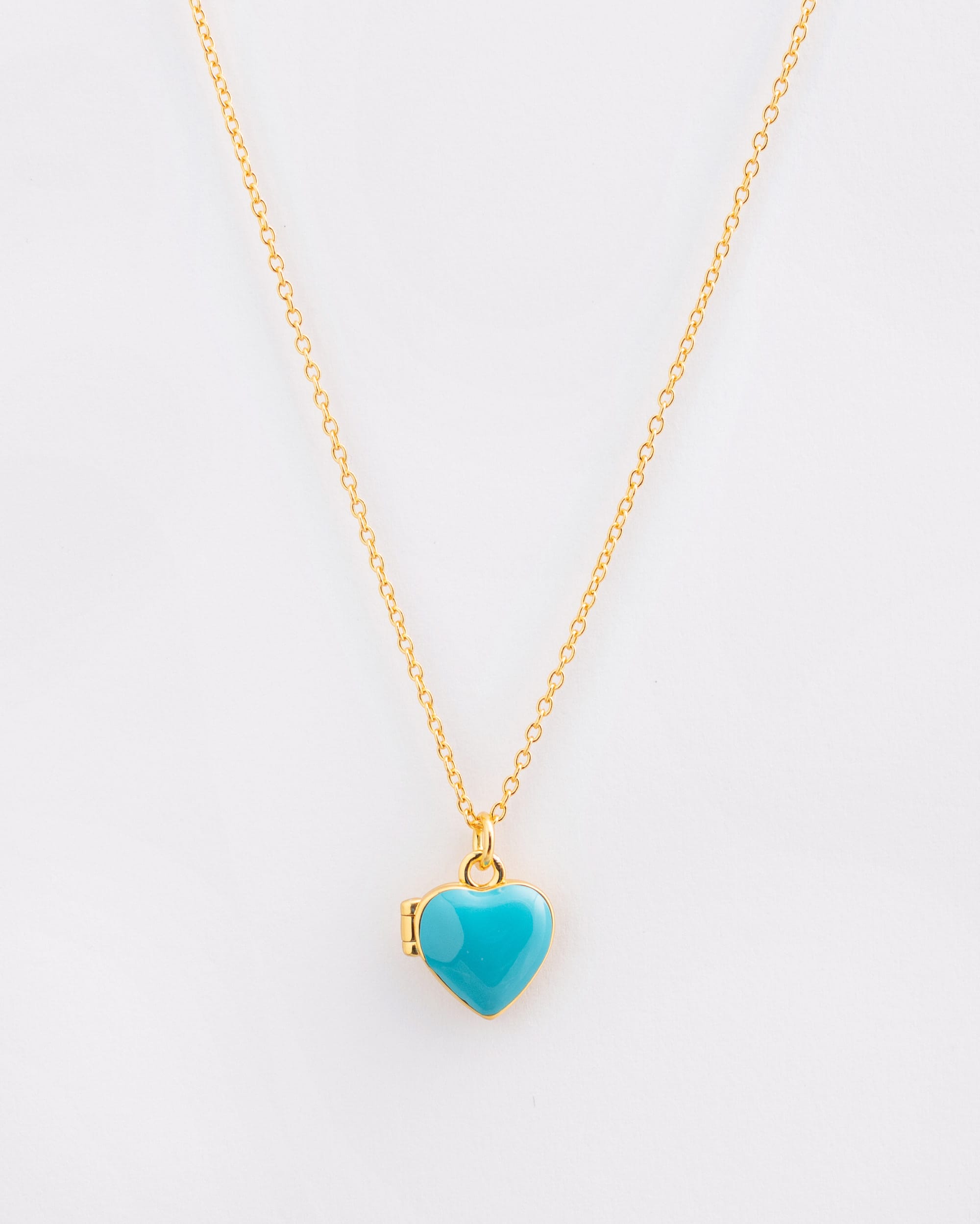 The Turquoise Enamel Heart Locket Necklace