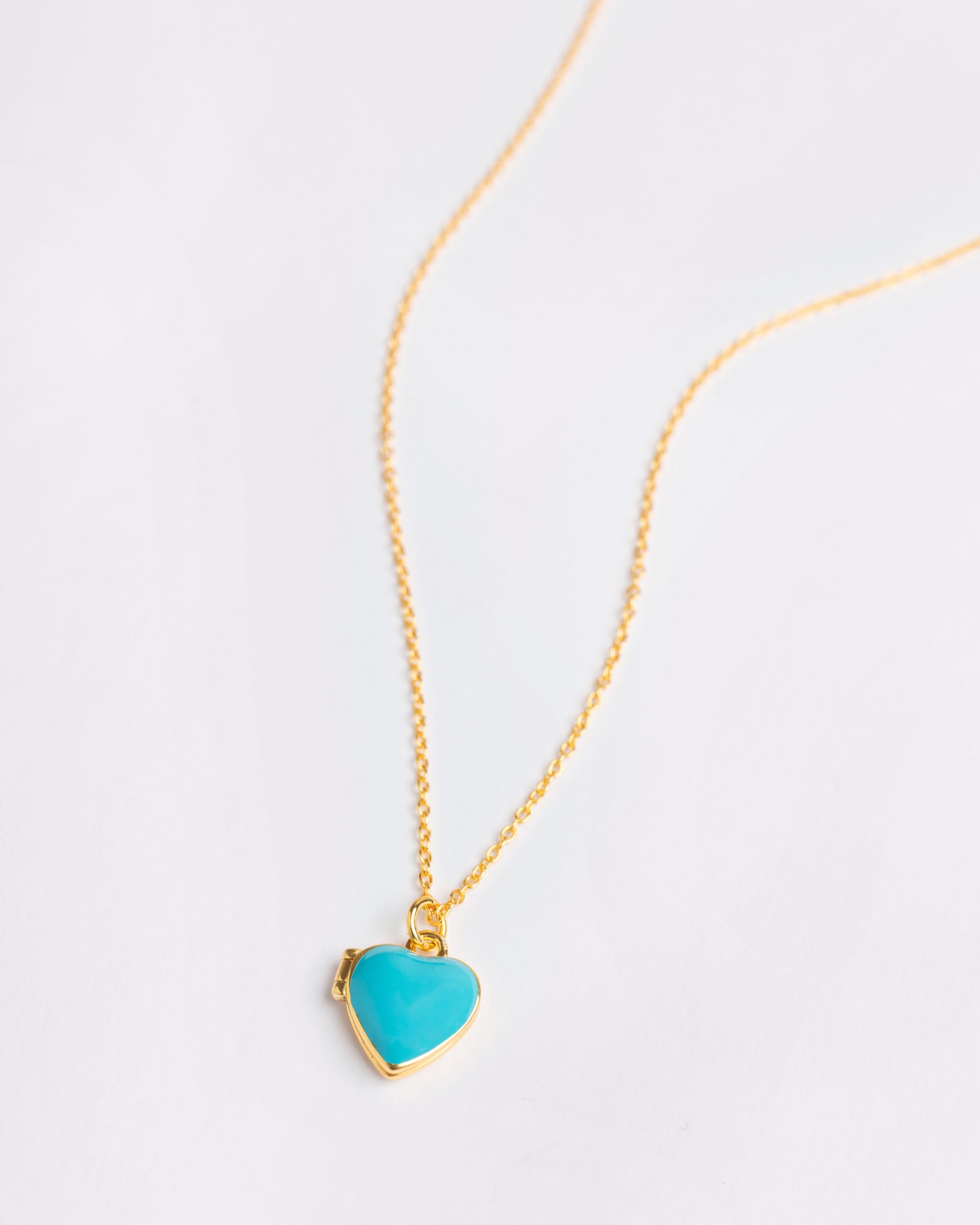 The Turquoise Enamel Heart Locket Necklace