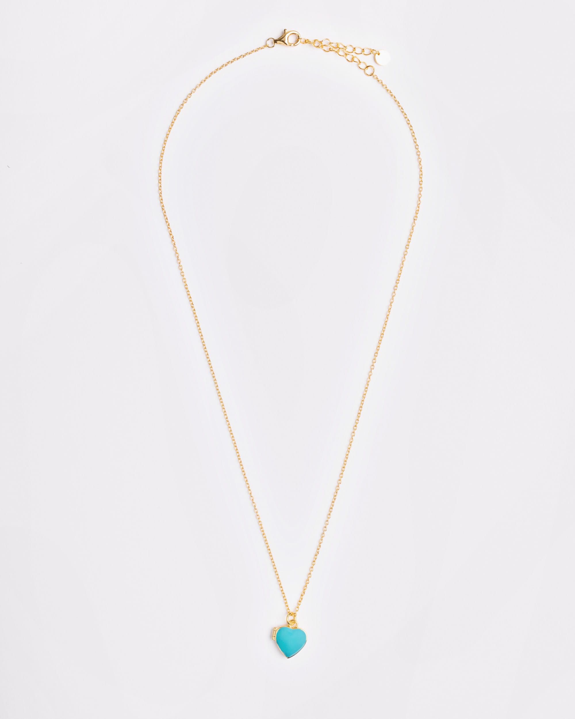 The Turquoise Enamel Heart Locket Necklace