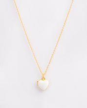 The White Enamel Heart Locket Necklace