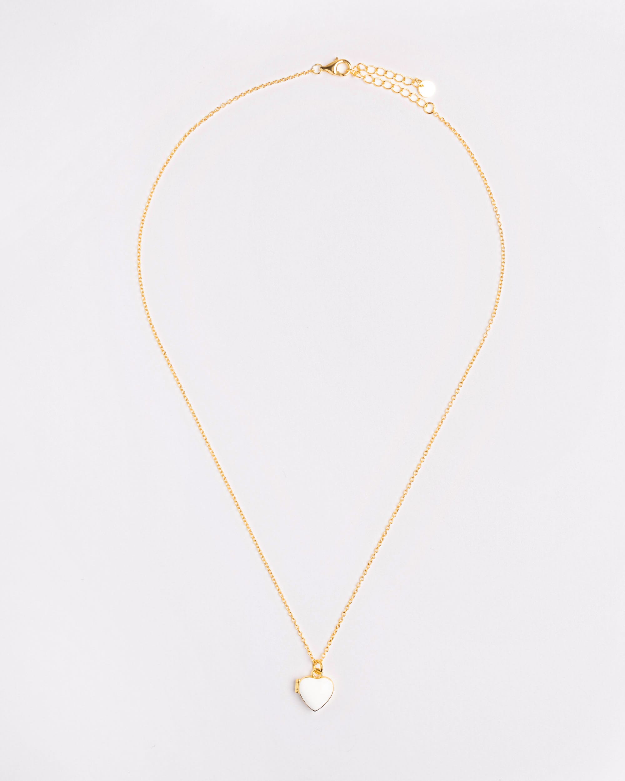 The White Enamel Heart Locket Necklace