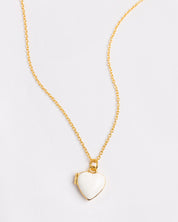 The White Enamel Heart Locket Necklace