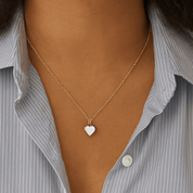 The White Enamel Heart Locket Necklace